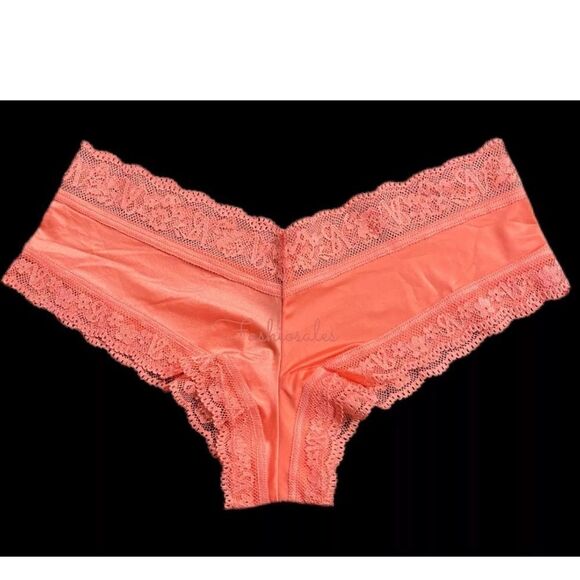Victoria’s Secret Supersoft Satiny with lace trim Cheeky Panty Ripe Papaya - Picture 3 of 4